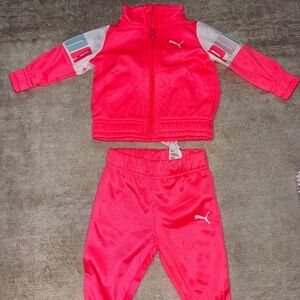 Neon Pink Infant Puma Tracksuit Set Size 0-3M